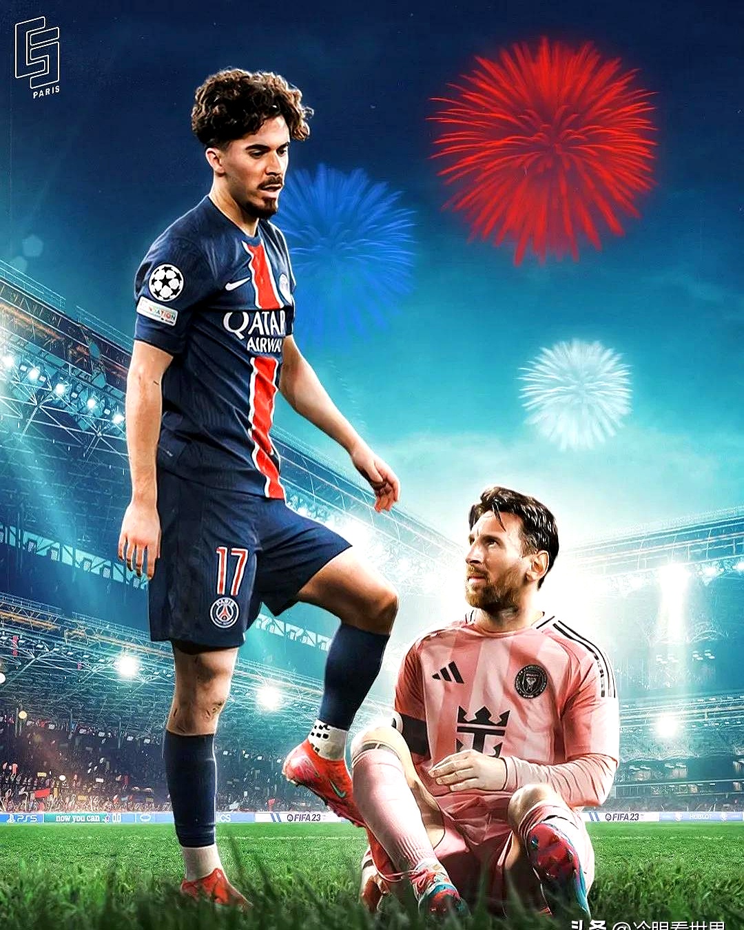 包含巴黎圣日耳曼锋线连进三球，稳定领先优势的词条